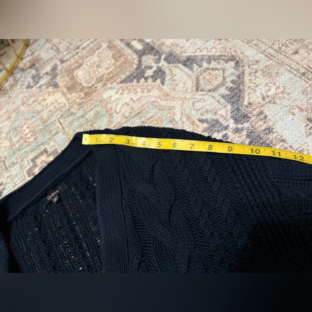 Quince Black Cable Knit Cardigan - Picture 8 of 11